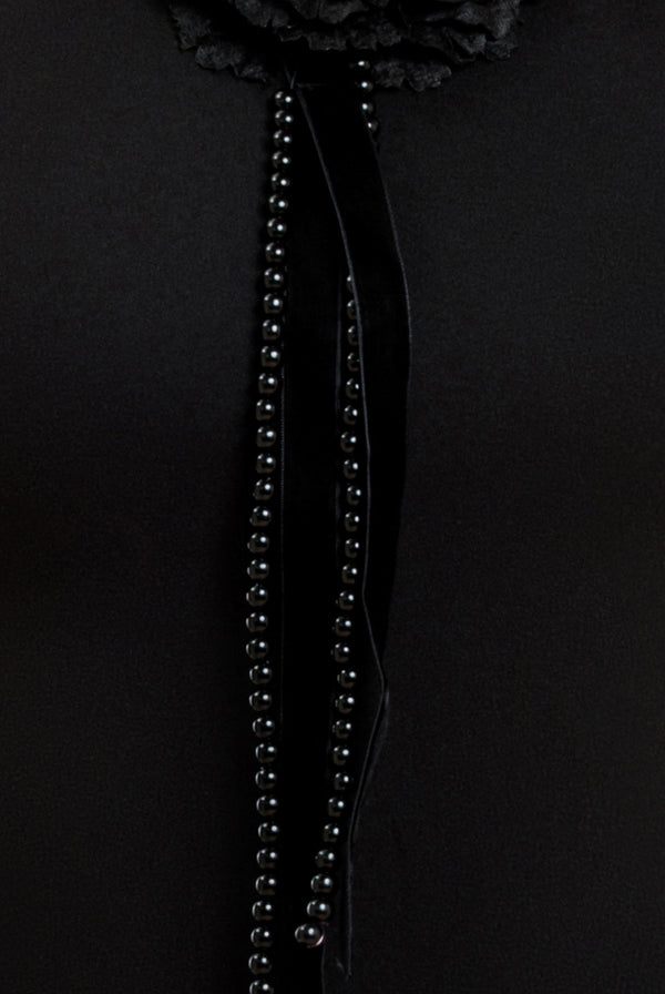 Goddiva Racer Neck Corsage Scuba Maxi - Black By Goddiva