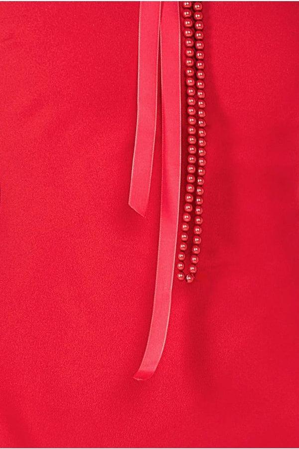 Goddiva Racer Neck Corsage Scuba Maxi - Red By Goddiva