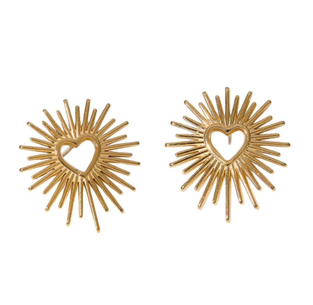 goddiva Radiating Heart Earring In Gold by Last True Angel