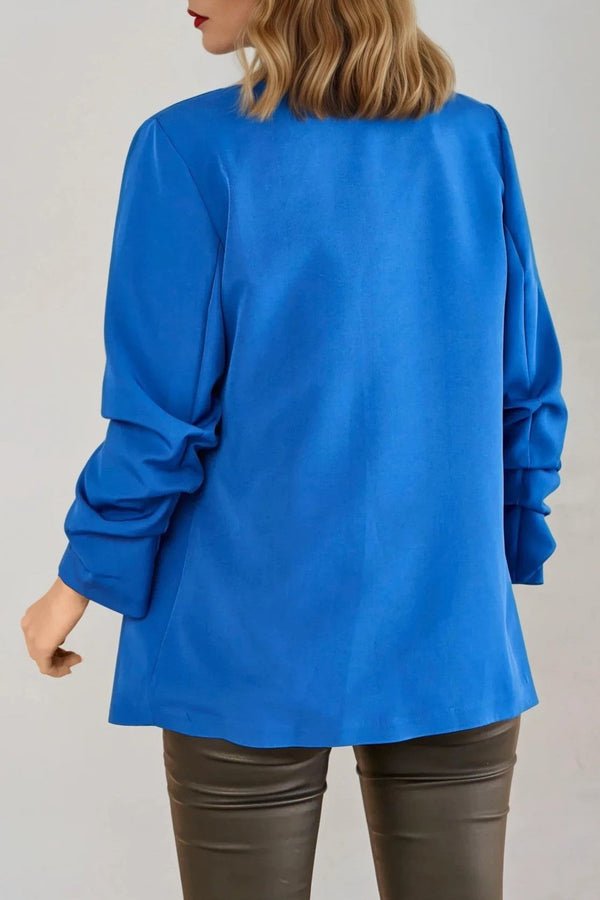 Goddiva Royal Blue Blazer With Ruched Sleeves By Aftershock London
