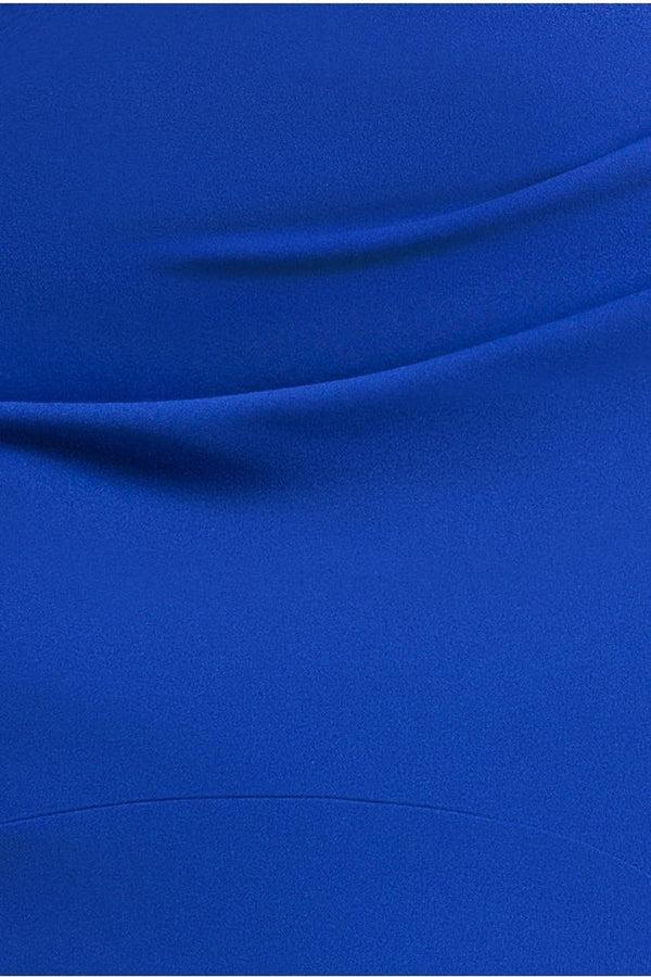 Goddiva Satin Band Bandeau Maxi Dress - Royal Blue By Goddiva
