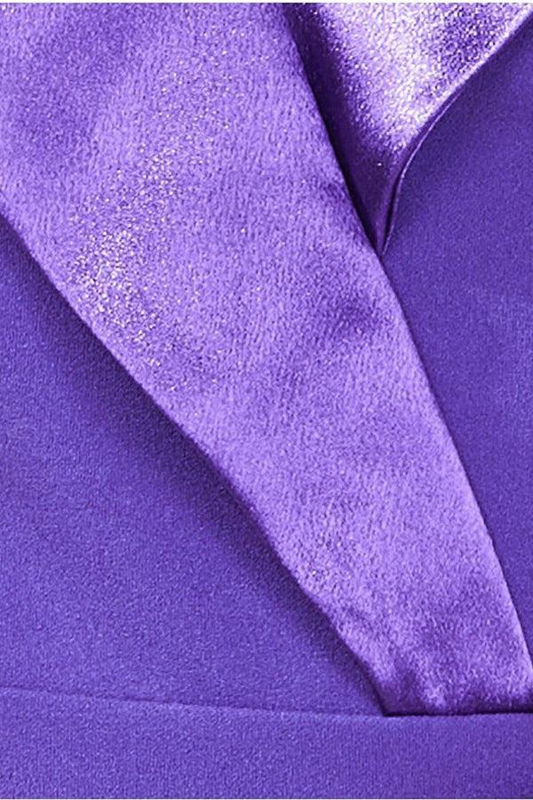 Goddiva Satin Collar Scuba Jumpsuit - Purple By Goddiva