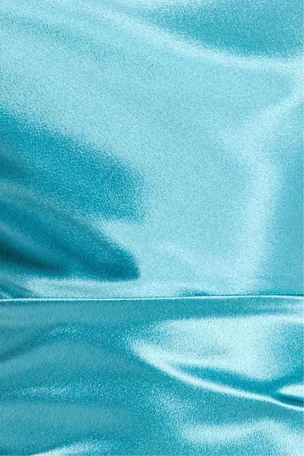 Goddiva Satin Cowl Neck With Strappy Back Maxi - Aqua By Goddiva