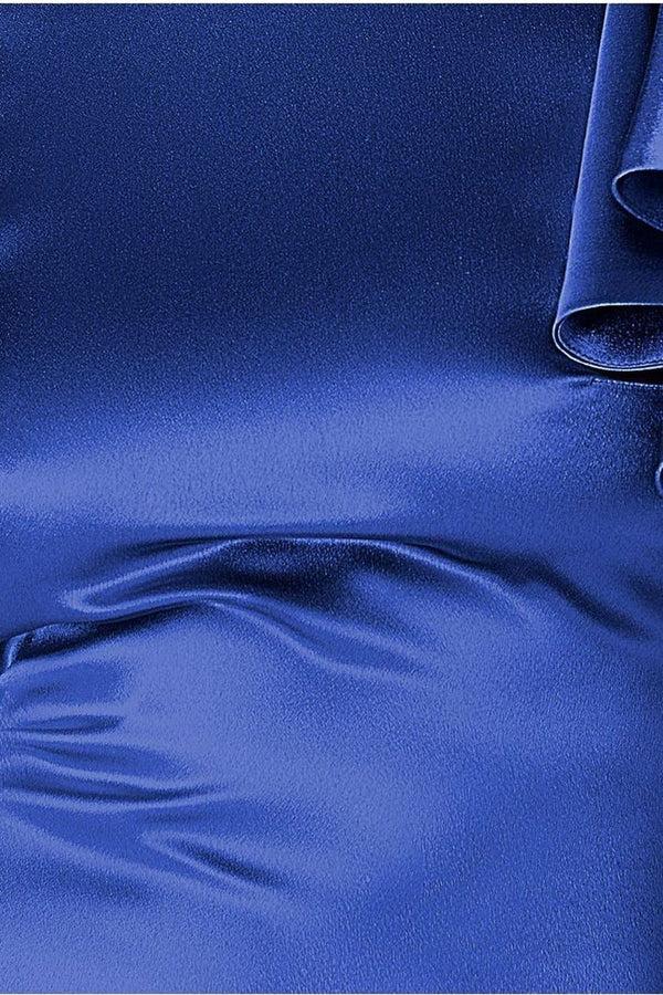 Goddiva Satin Flutter Sleeve Mermaid Maxi - Navy By Goddiva