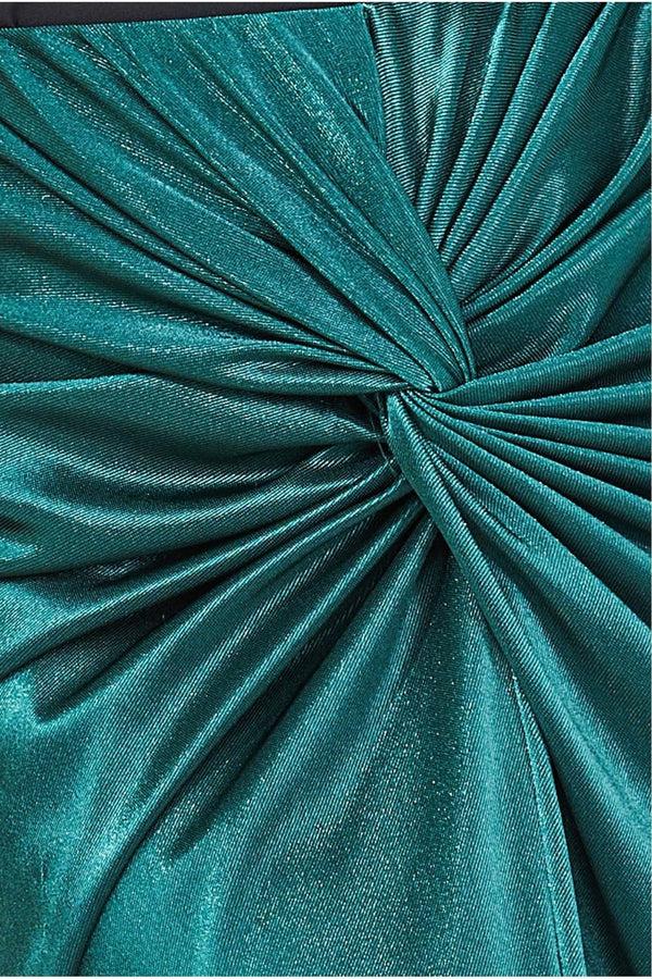 Goddiva Satin Knotted Midi Skirt - Emerald Green By Goddiva