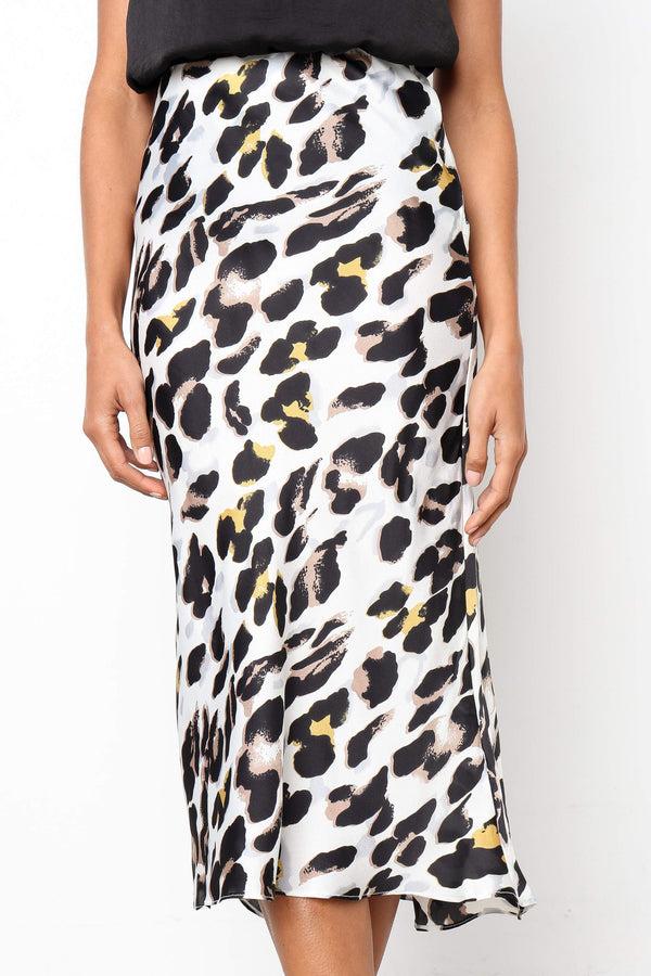 Goddiva Satin Leopard Print Midi Slip Skirt By Urban Touch