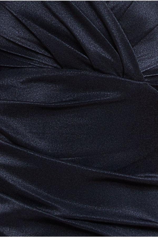 Goddiva Satin Off The Shoulder Maxi Dress - Black By Goddiva