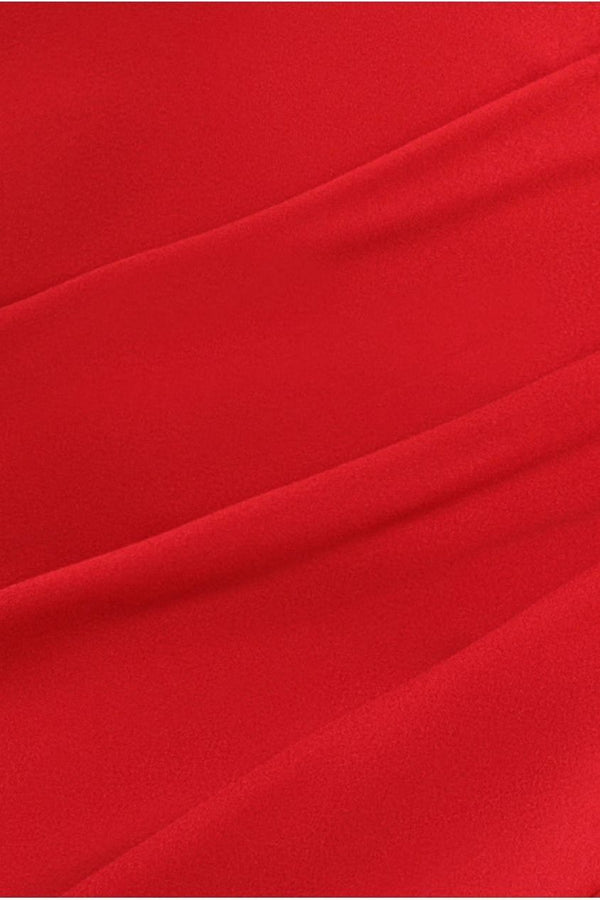 Goddiva Satin & Scuba Off The Shoulder Maxi Dress - Red By Goddiva