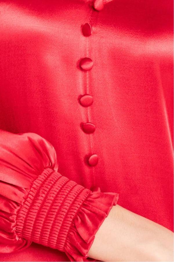 Goddiva Satin Viscose Front Split Maxi - Red By Goddiva