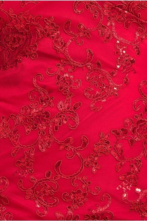 Goddiva Scallop Lace Midi Dress- Red By Goddiva Plus