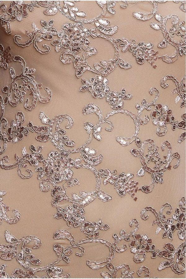 Goddiva Scalloped Cape Open Back Lace & Sequin Maxi Dress - Champagne By Goddiva