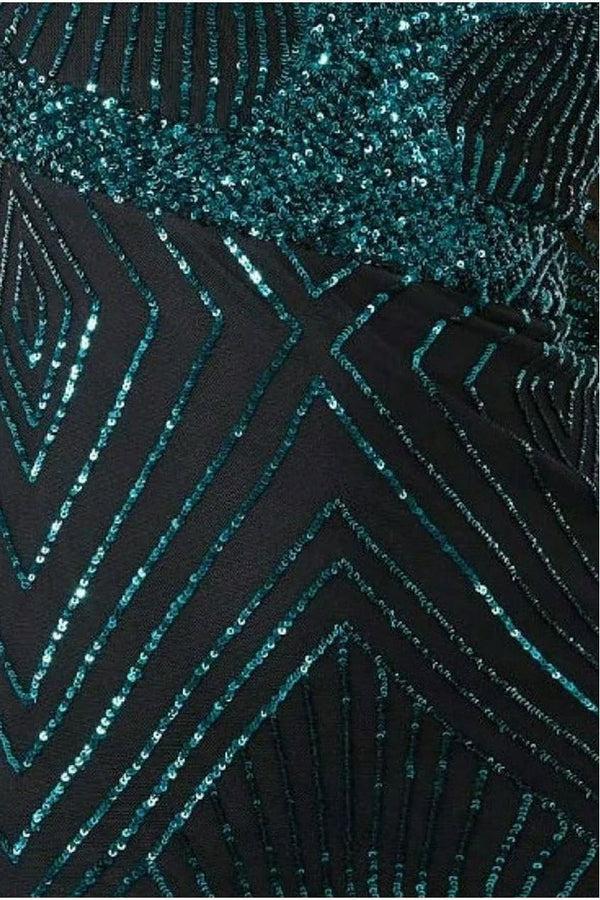 Goddiva Scalloped Hem Starburst Midi Dress - Emerald By Goddiva