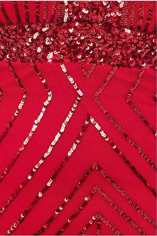 Goddiva Scalloped Hem Starburst Midi Dress - Red By Goddiva Plus