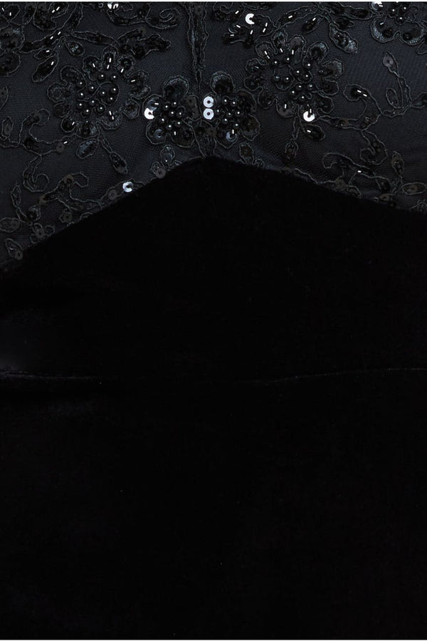 Goddiva Scalloped Lace & Velvet Maxi Dress - Black By Goddiva Plus