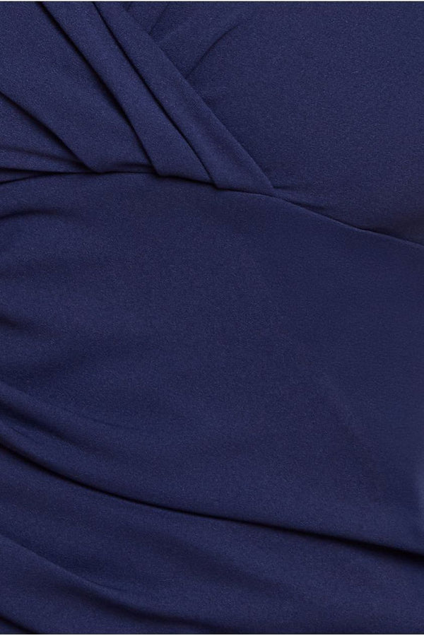 Goddiva Scuba Bardot Pleated Midi Dress - Navy By Goddiva Plus