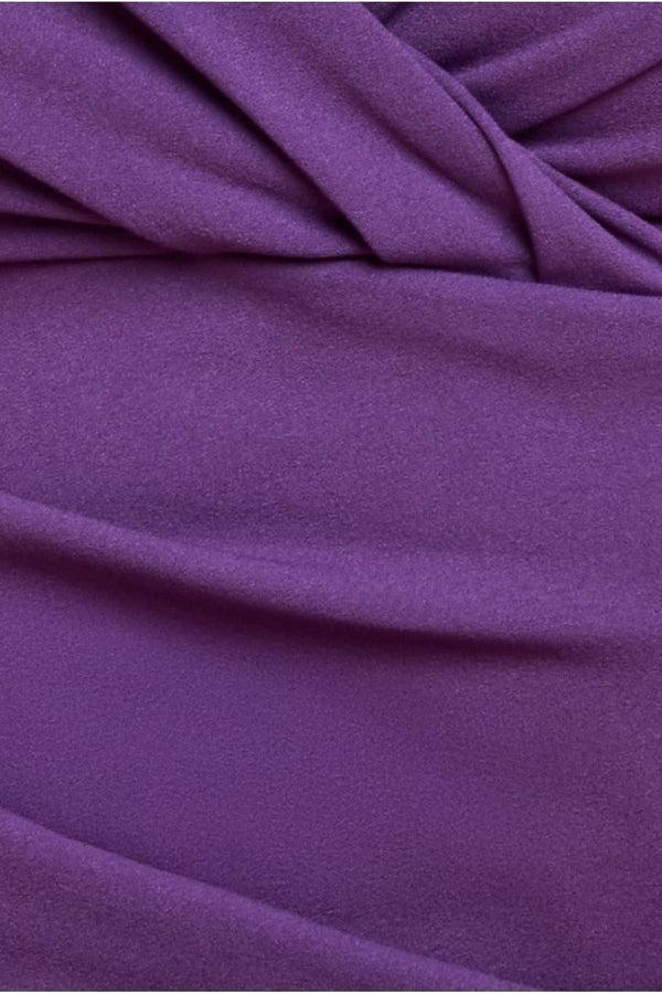 Goddiva Scuba Bardot Pleated Midi Dress - Purple By Goddiva Plus