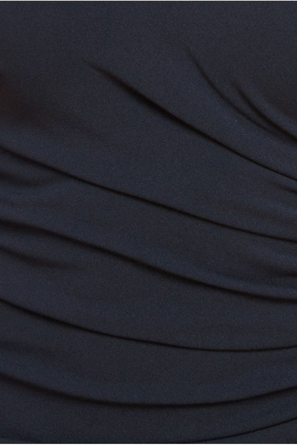 Goddiva Scuba Crepe Bandeau Maxi With Diamante Necklace - Black By Goddiva