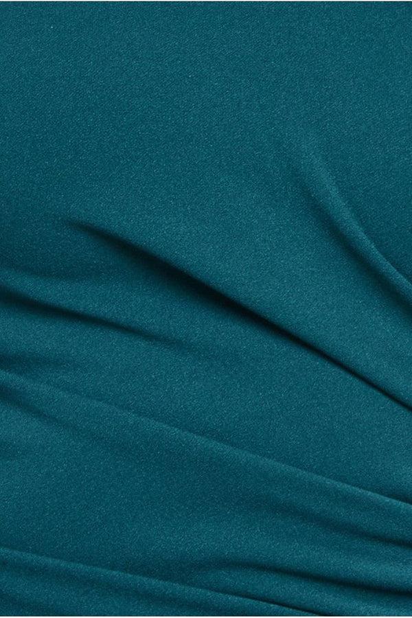 Goddiva Scuba Crepe Bandeau Maxi With Diamante Necklace - Emerald Green By Goddiva