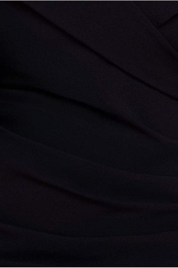 Goddiva Scuba Crepe Off Shoulder Front Split Maxi Dress - Black By Goddiva Plus