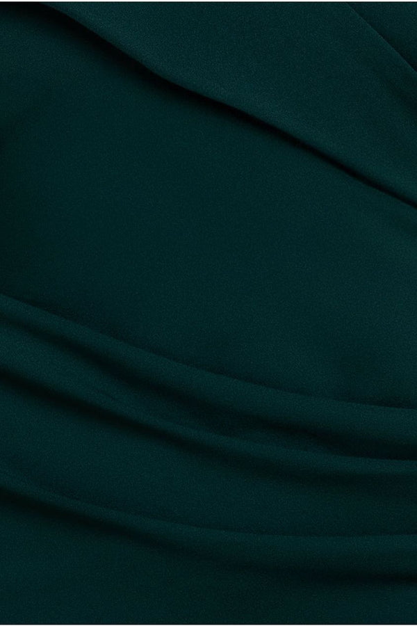 Goddiva Scuba Crepe Off Shoulder Front Split Maxi Dress - Emerald Green By Goddiva Plus