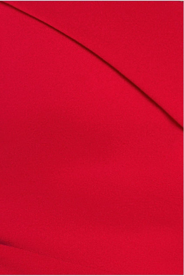 Goddiva Scuba Crepe Off Shoulder Front Split Maxi Dress - Red By Goddiva