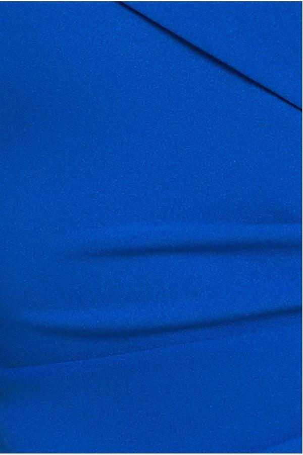 Goddiva Scuba Crepe Off Shoulder Front Split Maxi Dress - Royal Blue By Goddiva