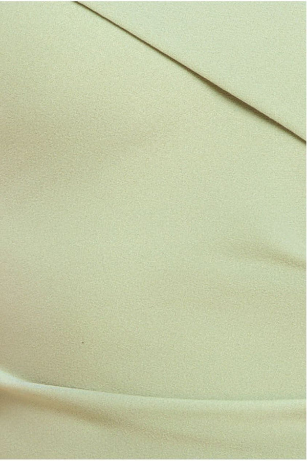 Goddiva Scuba Crepe Off Shoulder Front Split Maxi Dress - Sage Green By Goddiva