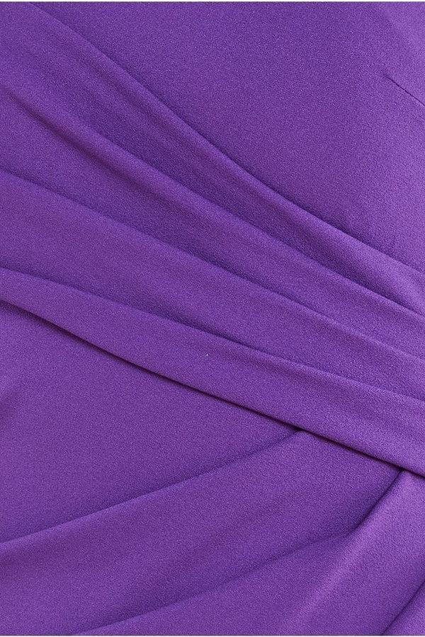 Goddiva Scuba Crepe Off The Shoulder Maxi - Purple By Goddiva