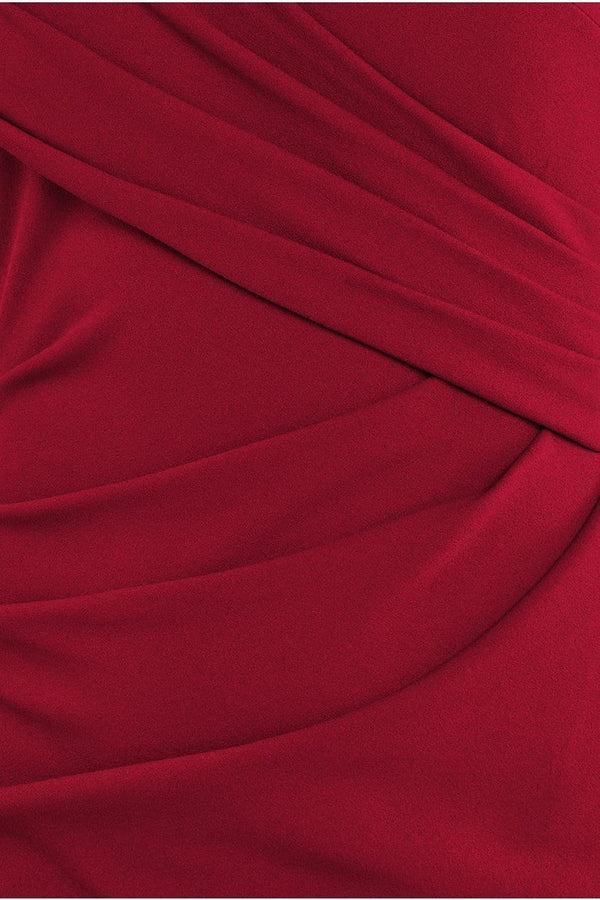 Goddiva Scuba Crepe Off The Shoulder Maxi - Wine By Goddiva