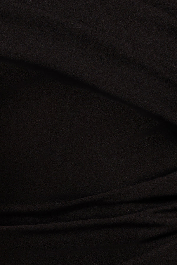 Goddiva Scuba Crepe Pleated Drop Shoulder Midi Dress - Black By Goddiva