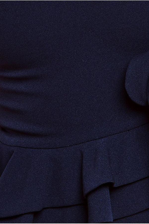 Goddiva Scuba Crepe Rose Frill Maxi Dress - Black By Goddiva