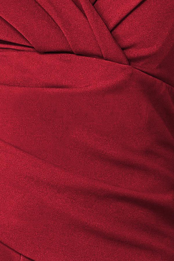 Goddiva Scuba Crepe Wrap Bardot Jumpsuit - Wine By Goddiva