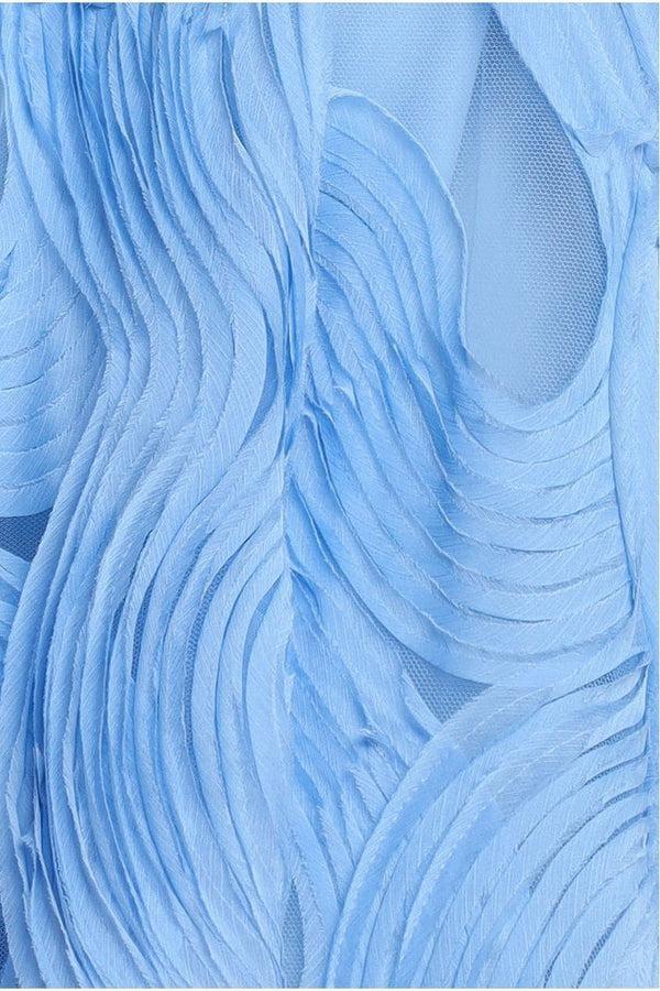 Goddiva Scuba & Textured Chiffon A Line Midi Dress - Blue By Goddiva