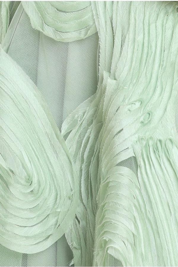 Goddiva Scuba & Textured Chiffon A Line Midi Dress - Sage Green By Goddiva