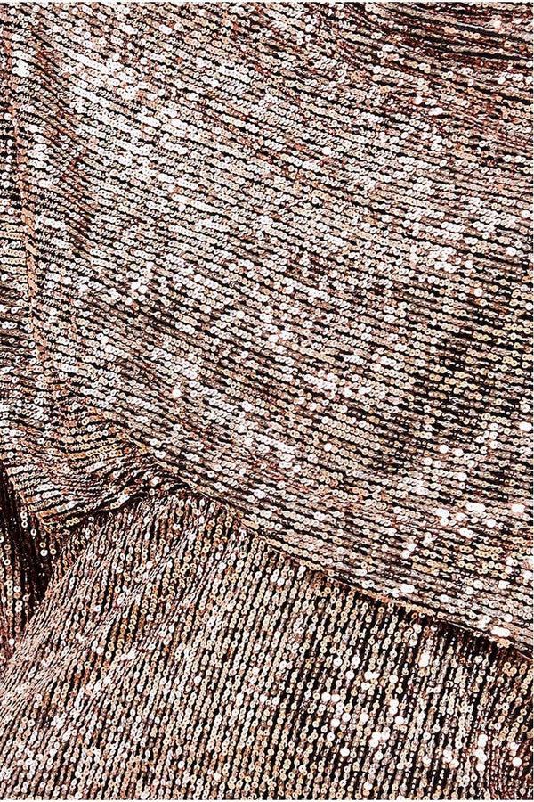 Goddiva Sequin Cowl Neck Midi Dress - Champagne By Goddiva