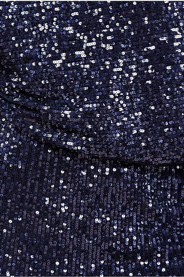 Goddiva Sequin Cowl Neck Midi Dress - Navy By Goddiva
