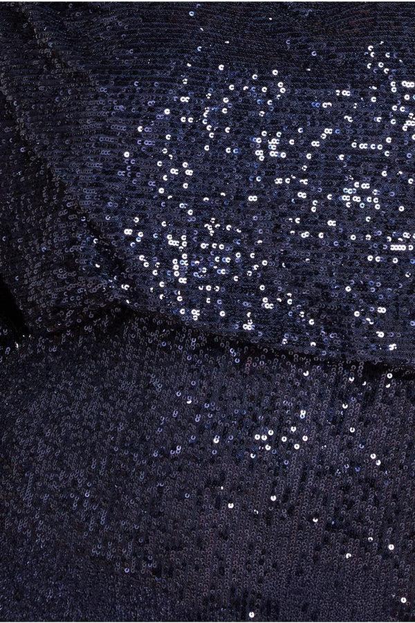 Goddiva Sequin Cowl Neck Midi Dress - Navy By Goddiva Plus