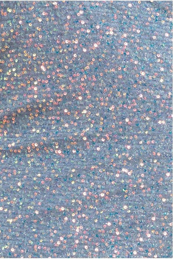 Goddiva Sequin Cowl Neck Midi Dress - Silver By Goddiva