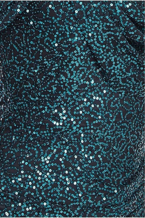 Goddiva Sequin Cowl One Shoulder Maxi Dress - Emerald Green By Goddiva