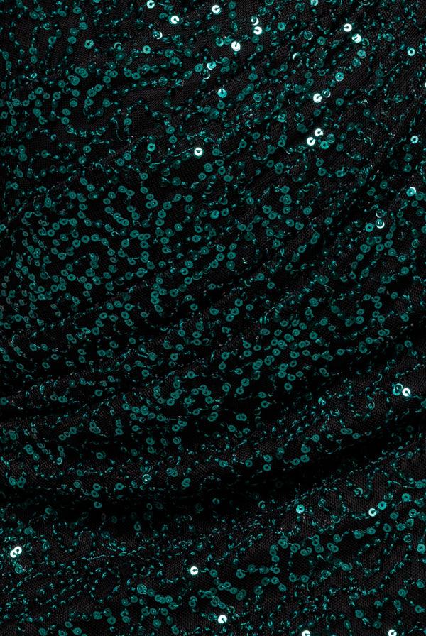 Goddiva Sequin Cowl One Shoulder Midi Dress - Emerald Green By Goddiva