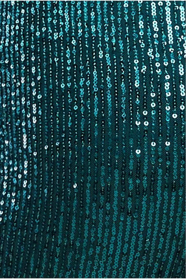 Goddiva Sequin Cuffed Ankle Trouser - Emerald By Goddiva