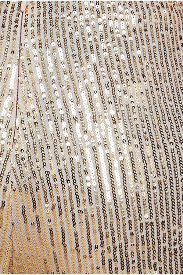 Goddiva Sequin Cuffed Ankle Trouser - Gold By Goddiva