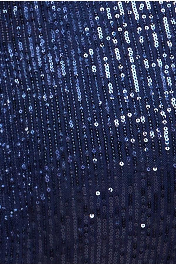 Goddiva Sequin Cuffed Ankle Trouser - Navy By Goddiva
