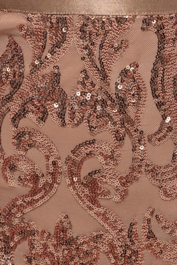 Goddiva Sequin & Mesh Midi Dress - Champagne By Goddiva