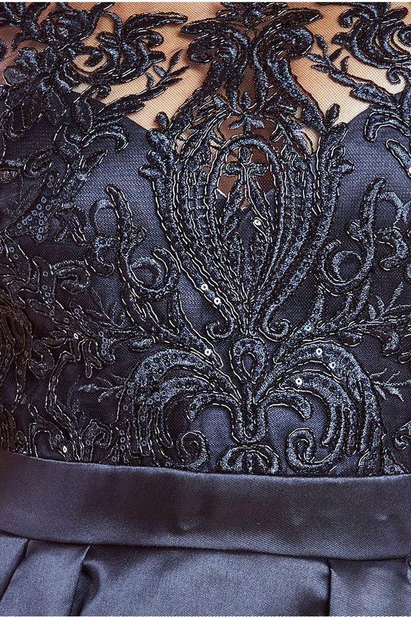 Goddiva Sequin & Satin Dipped Hem Midi Dress - Black By Goddiva