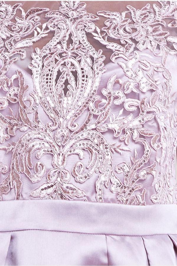 Goddiva Sequin & Satin Dipped Hem Midi Dress - Blush By Goddiva