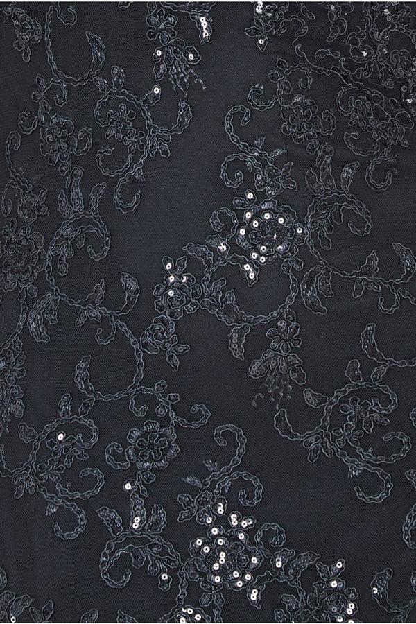 Goddiva Sequin Scallop Lace Midi Dress - Black By Goddiva