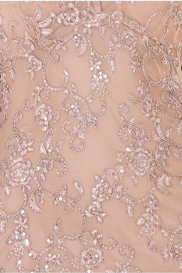 Goddiva Sequin Scallop Lace Midi Dress - Champagne By Goddiva