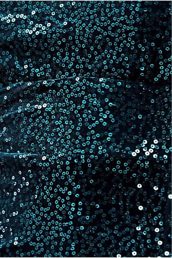 Goddiva Sequin Velvet Bandeau Maxi Dress - Emerald Green By Goddiva