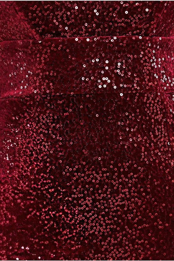 Goddiva Sequin Velvet Bandeau Maxi Dress - Wine By Goddiva